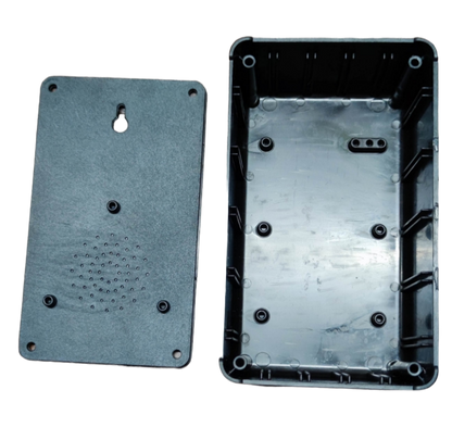 Electx Electrical Supply black ABS enclosure open showing lid and base with mounting posts DIY Plastic  Box Kit Assenbly