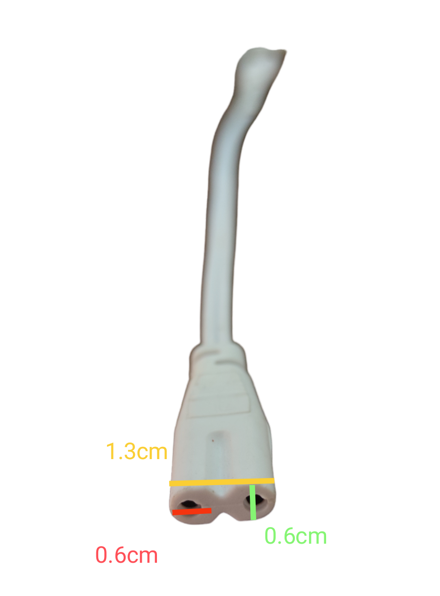 Local T5 AC Cord Connector End to End white connector plug close up on flexible cable for T5 LED tubes