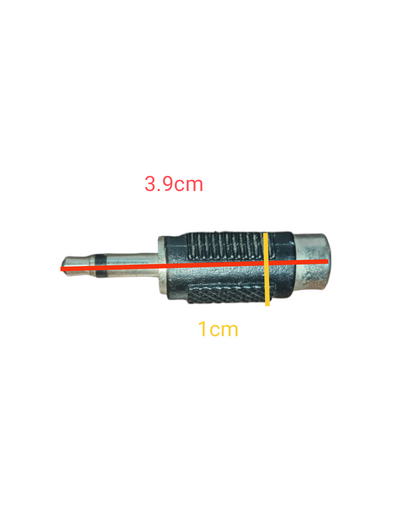 Mono Plug to RCA Jack Adaptor chrome connector with black knurled grip microphone accessory made in China