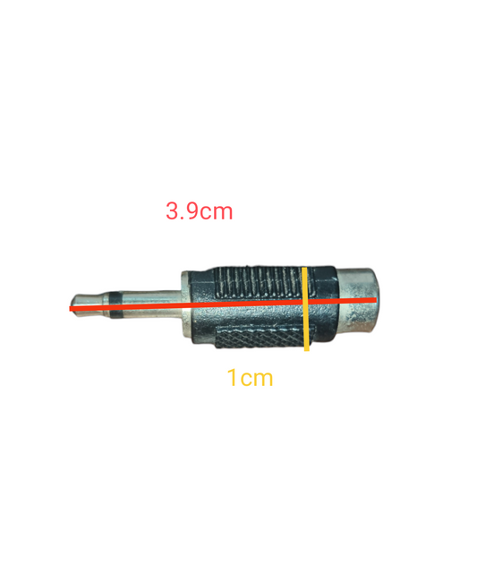 Mono Plug to RCA Jack Adaptor chrome connector with black knurled grip microphone accessory made in China
