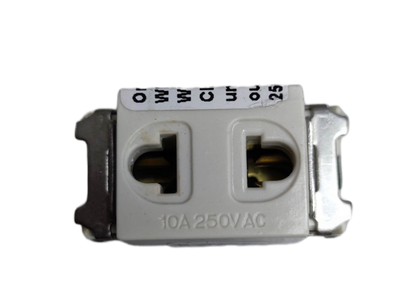 Omni Universal Outlet 10A 250V Classic Series white electrical power point with dual sockets