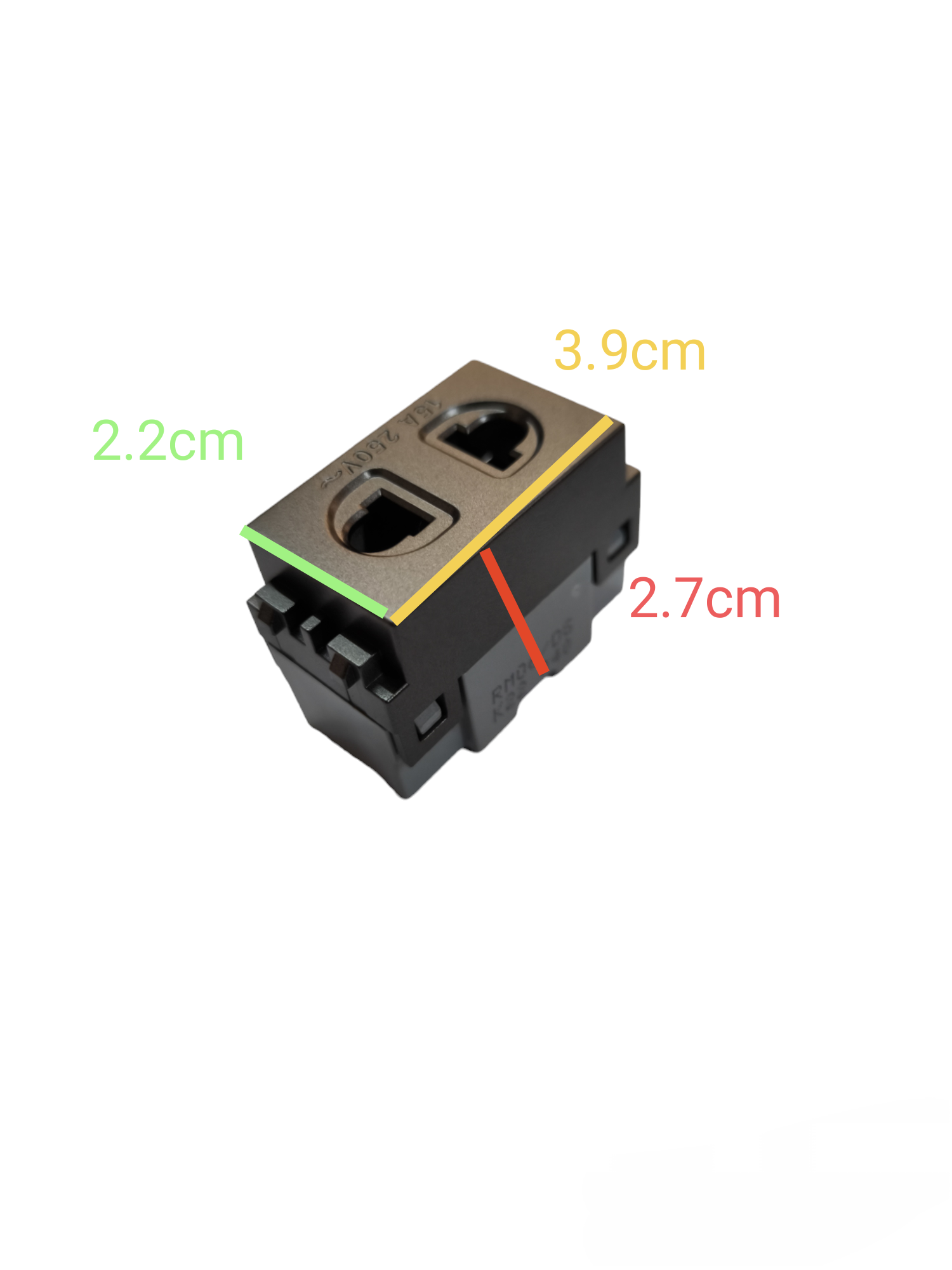 Royu Universal Outlet 15A 250V Plano Series black electrical power socket with dimensions