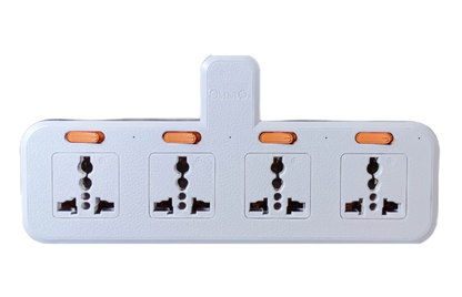 Omni 4 gang universal outlet 10A 250V power strip with multiple ports for versatile device connectivity