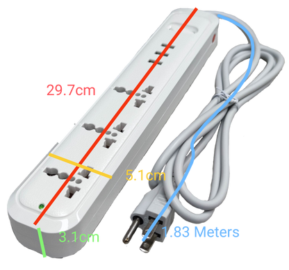 Omni universal outlet power strip with USB featuring multiple sockets and a 1.83 meter cord