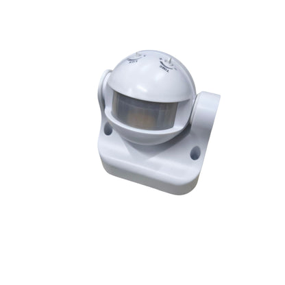 White adjustable wall mount PIR Motion Sensor 5A 220V with swivel head and sensitivity and time dials