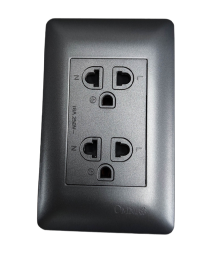 Omni 16A 250V universal power outlet in sleek gray design for multiple device compatibility