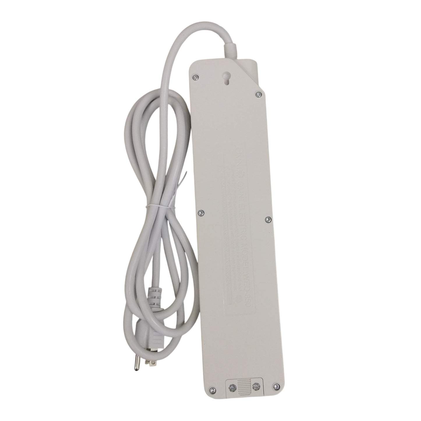 Omni universal power strip 6 feet 5 socket with long white cord and multiple outlet slots