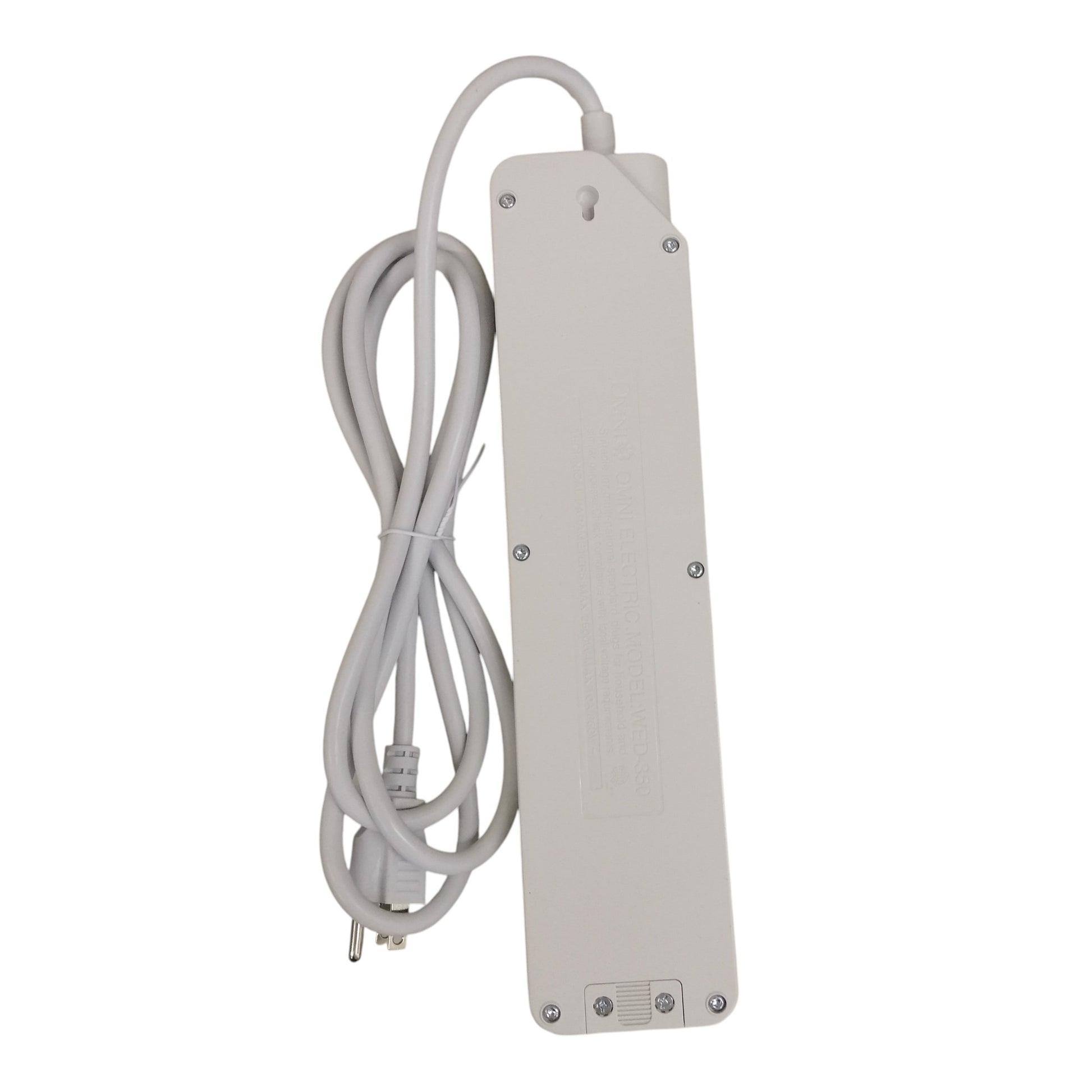 Omni universal power strip 6 feet 5 socket with long white cord and multiple outlet slots
