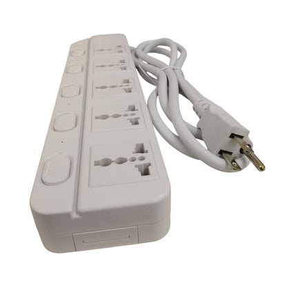Omni universal power strip 6 feet 5 socket white extension cord with individual switches