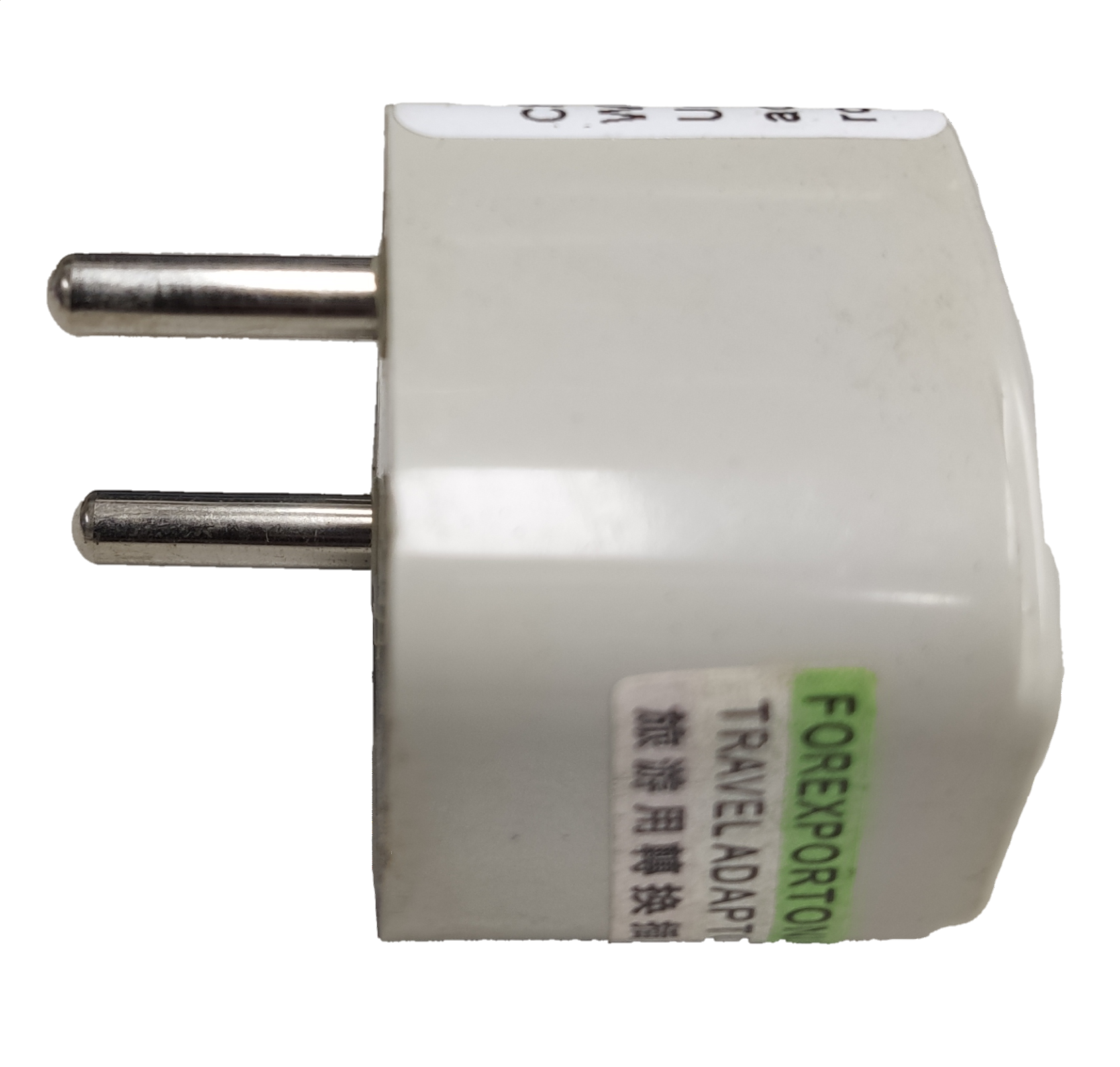 White Universal Travel Adaptor to Type C Plug with dual round pins from China