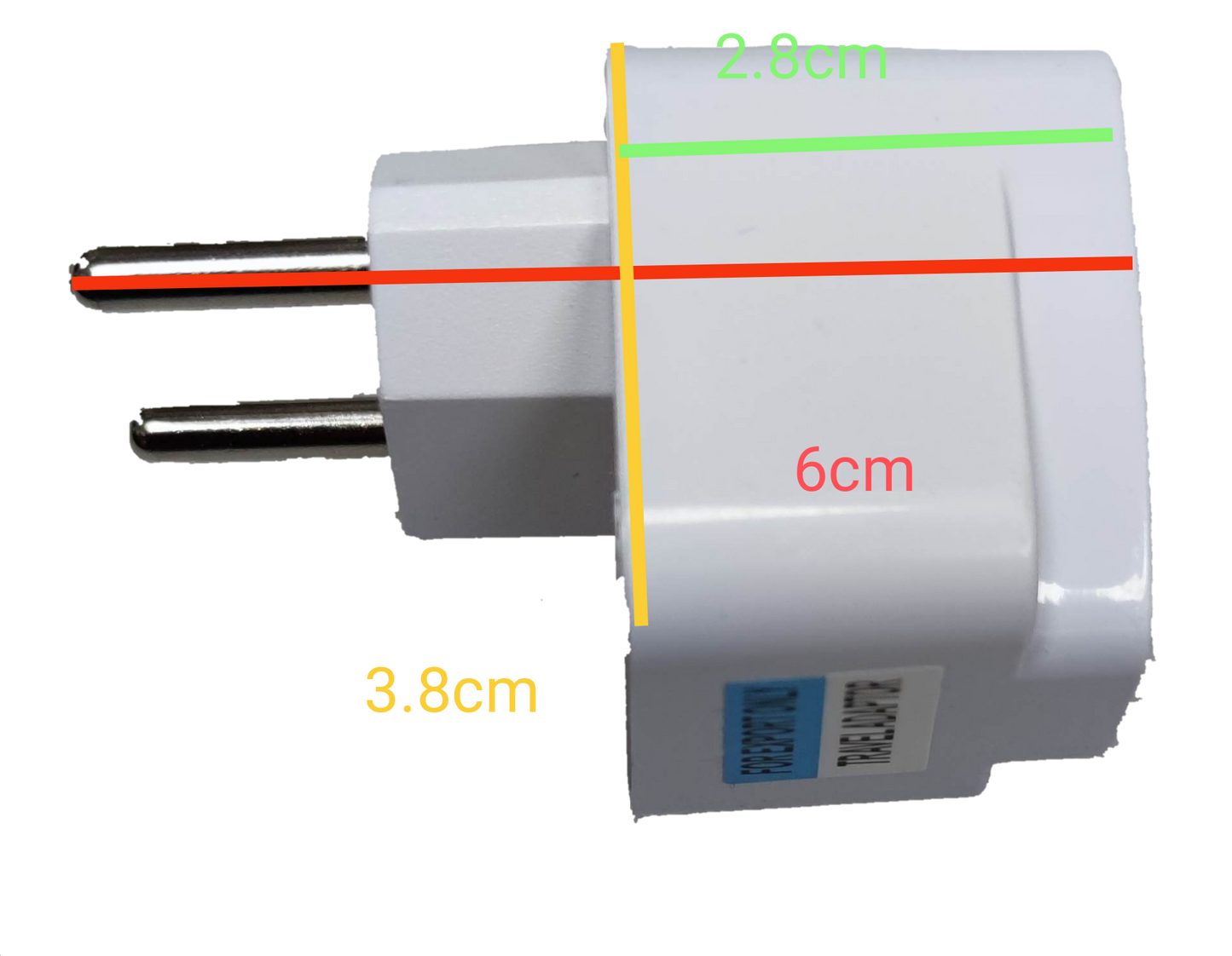 White universal travel adaptor type C plug with two round pins and compact design from China