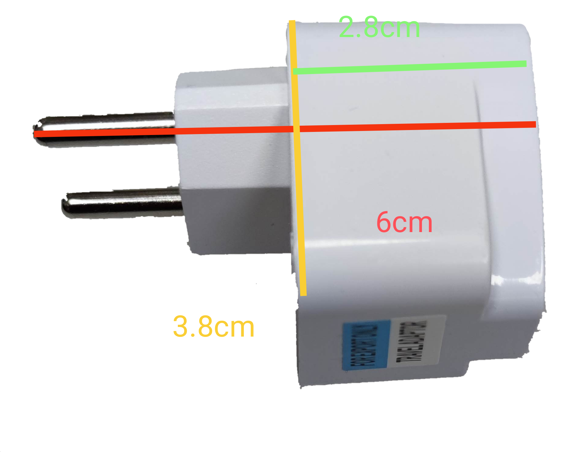 White universal travel adaptor type C plug with two round pins and compact design from China