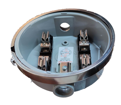 USA Round Meter Base electrical component with metal connectors for secure wiring in electrical circuitry