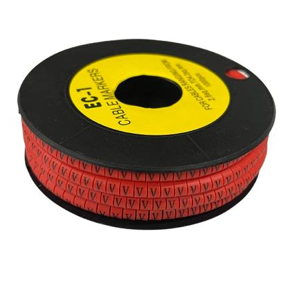 Grippes cable management spool with V Marker Red 2.6mm to 4.2mm cable markers for identification