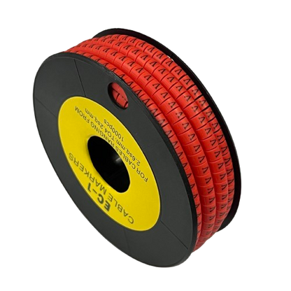 Grippes V Marker Red 2.6mm to 4.2mm cable management markers on a spool for organizing wires