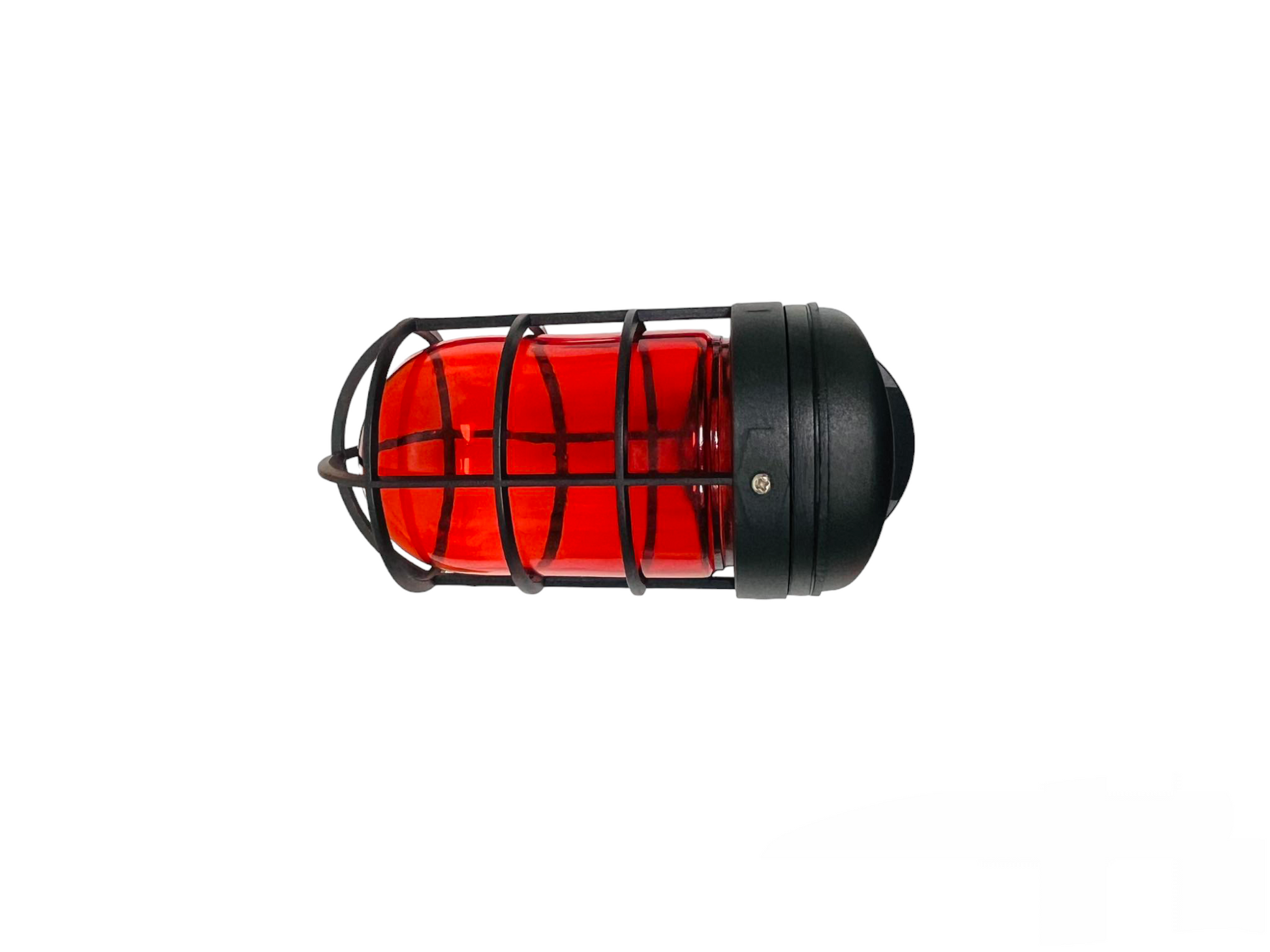 Biglite vapor lamp fixture 60W with red protective cage for industrial lighting installation