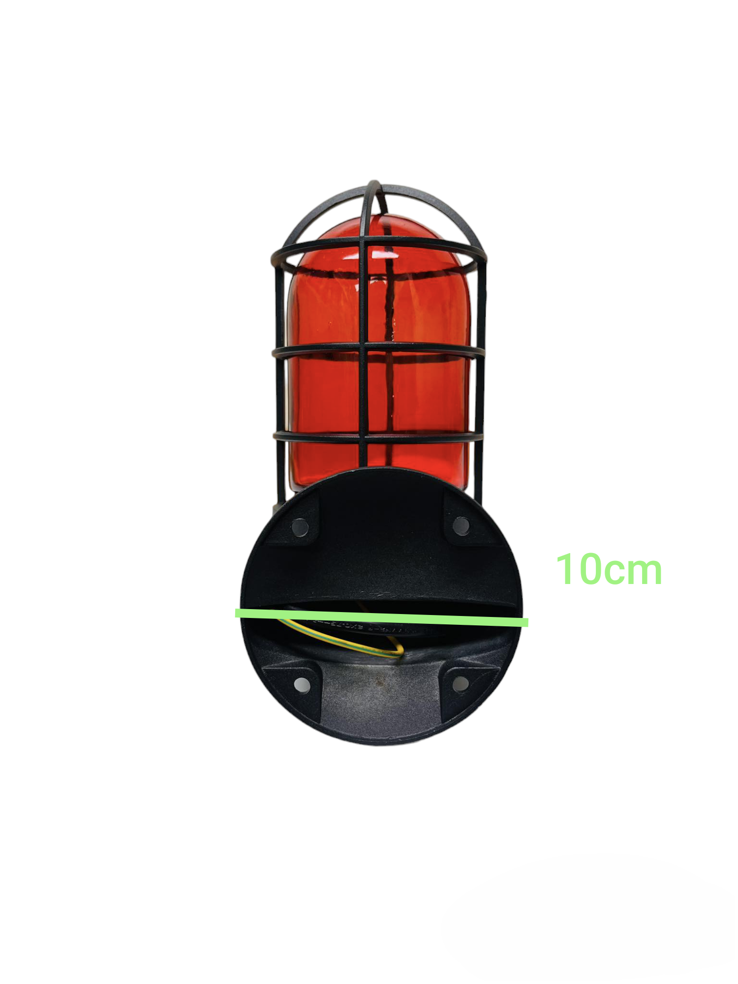 Biglite vapor lamp fixture 60W with protective metal cage and red glass cover for lighting installation