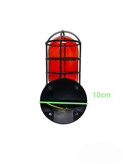 Biglite vapor lamp fixture 60W with protective metal cage and red glass cover for lighting installation