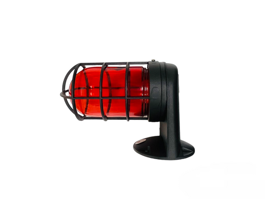 Biglite vapor lamp fixture 60W with red protective cage and black mounting base for lighting installation