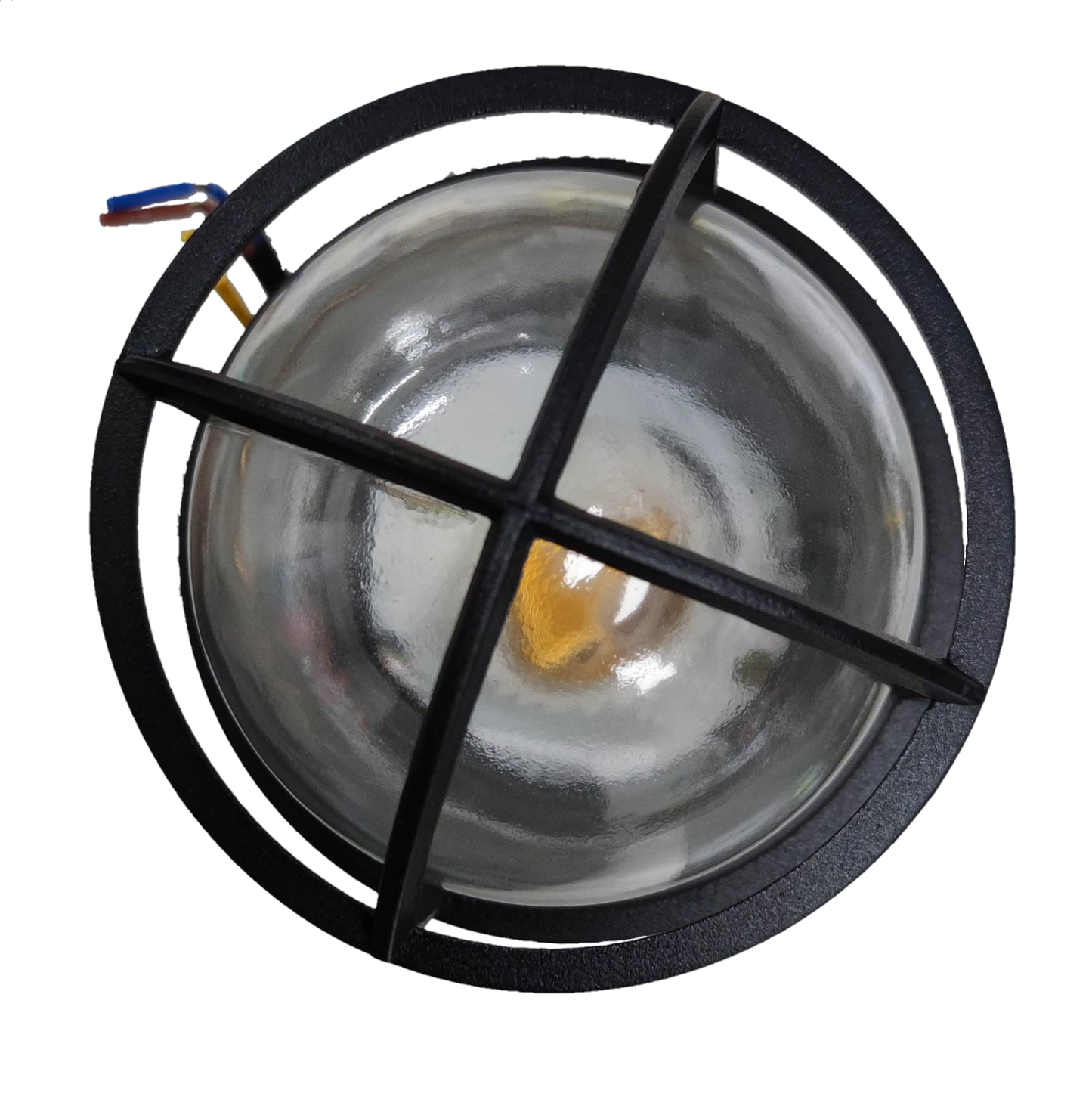 Biglite vapor proof lamp fixture with protective black grid and clear glass cover for lighting installation