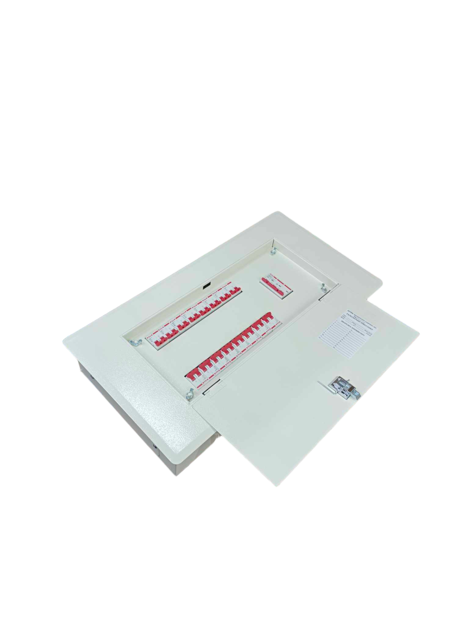 100A 3 phase panel board by Himel and Koten with white metal enclosure and circuit breakers