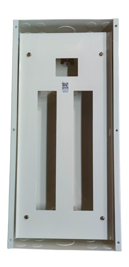 Himel 125A 2 pole panel board electrical circuitry part with white metal frame and multiple slots