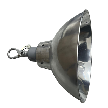 16 inch aluminum reflector with E40 socket lighting installation accessory by Biglite and Omni on black background