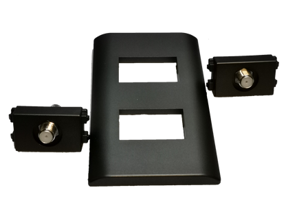 Electx Electrical Supply 2 gang cable TV outlet with black faceplate and dual connectors