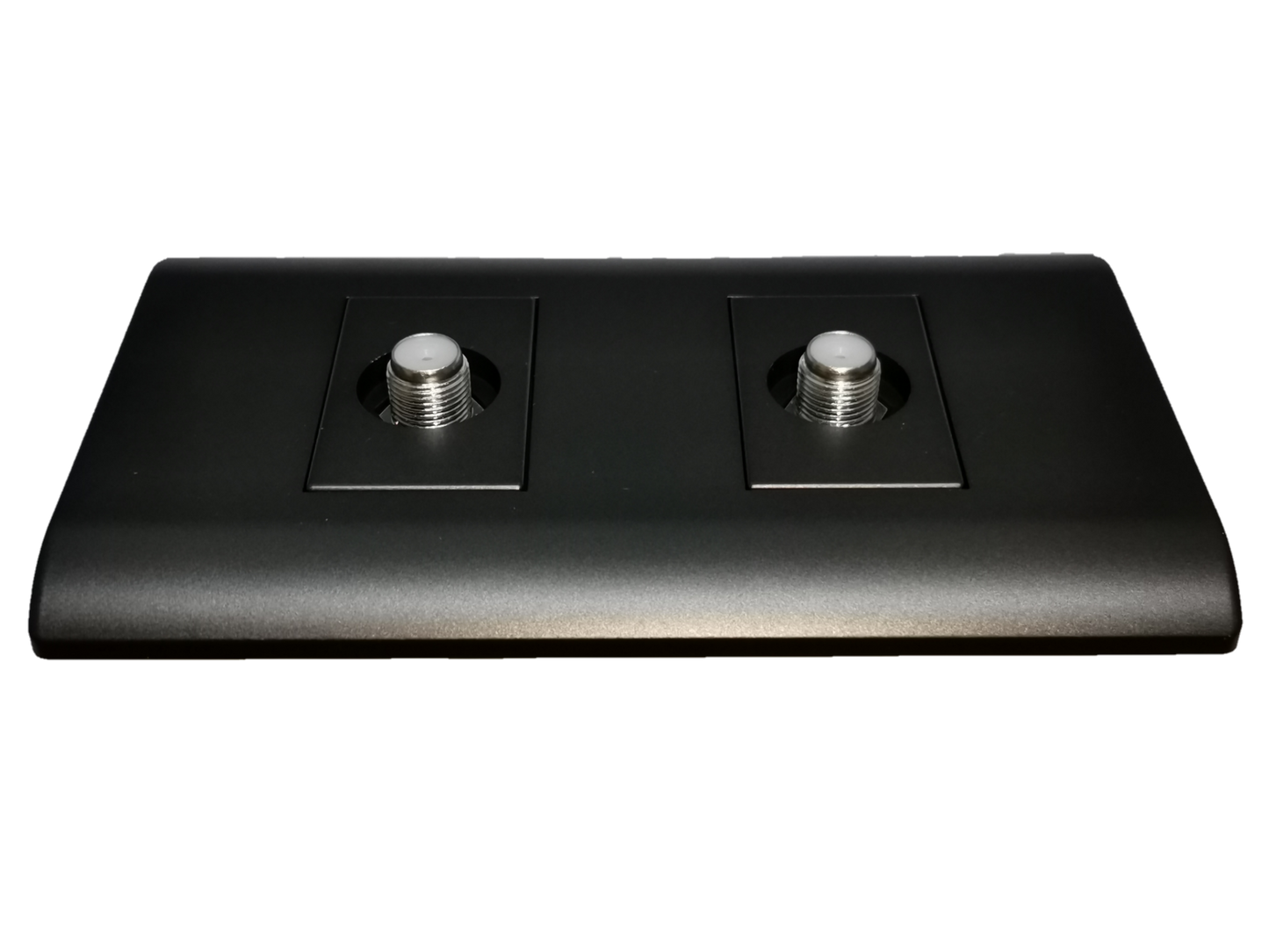 Electx Electrical Supply 2 gang cable TV outlet with two coaxial connectors in black finish