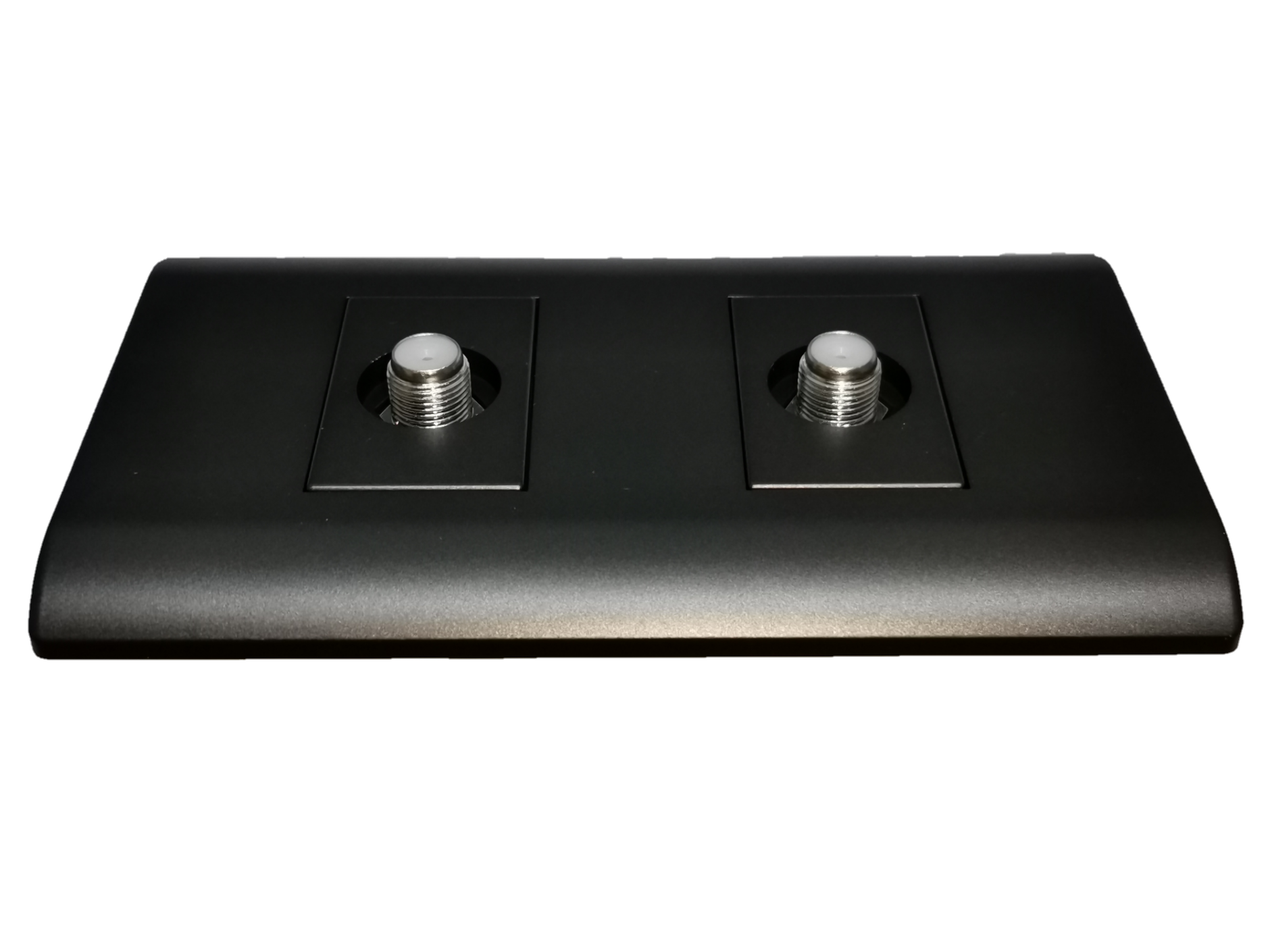 Electx Electrical Supply 2 gang cable TV outlet with two coaxial connectors in black finish