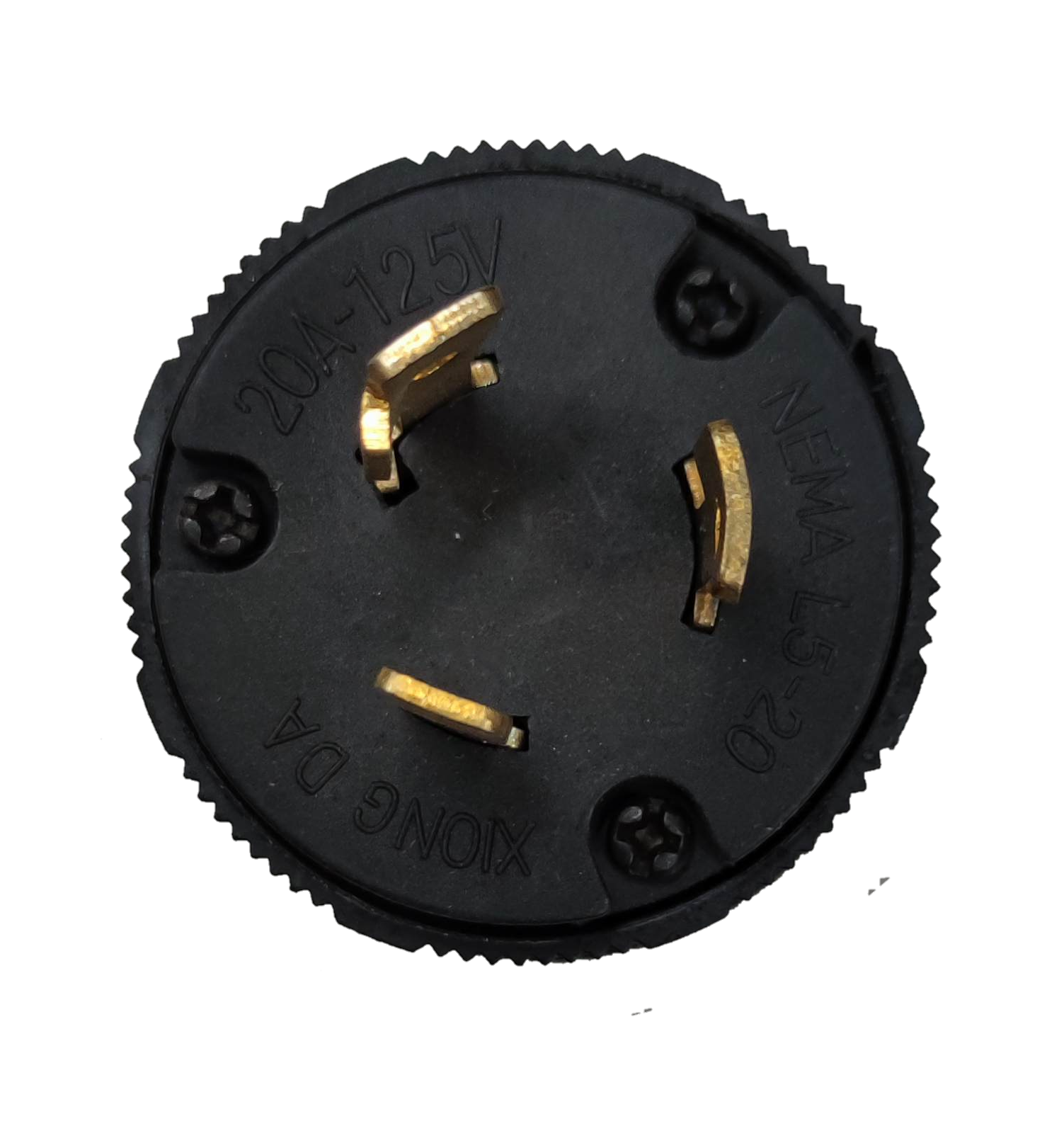 Surer 20A 125V L5-20 Twistlock 334 black power plug with three brass prongs for secure electrical connection