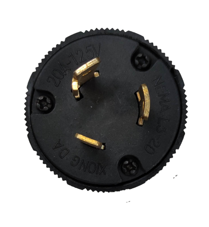 Surer 20A 125V L5-20 Twistlock 334 black power plug with three brass prongs for secure electrical connection