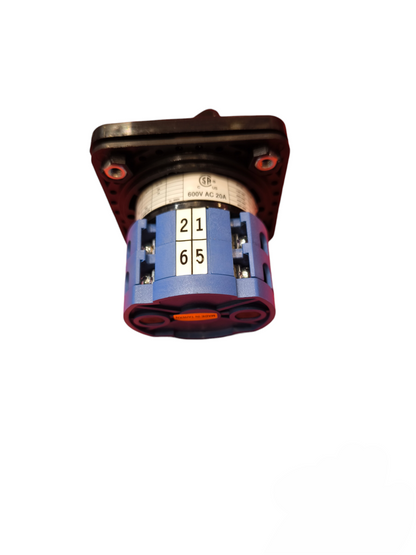 Auspicious 20A 4 pole cam switch with blue and black housing and numbered selector dial