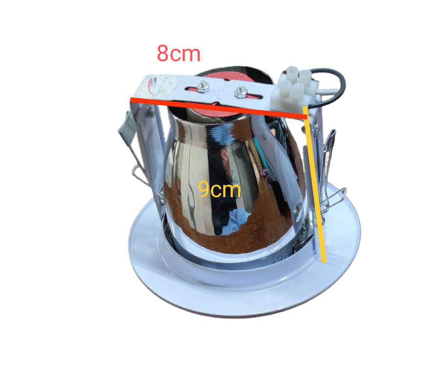 Biglite 3 inch downlight fixture E27 with metallic reflective housing and white trim for ceiling lighting