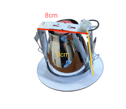 Biglite 3 inch downlight fixture E27 with metallic reflective housing and white trim for ceiling lighting