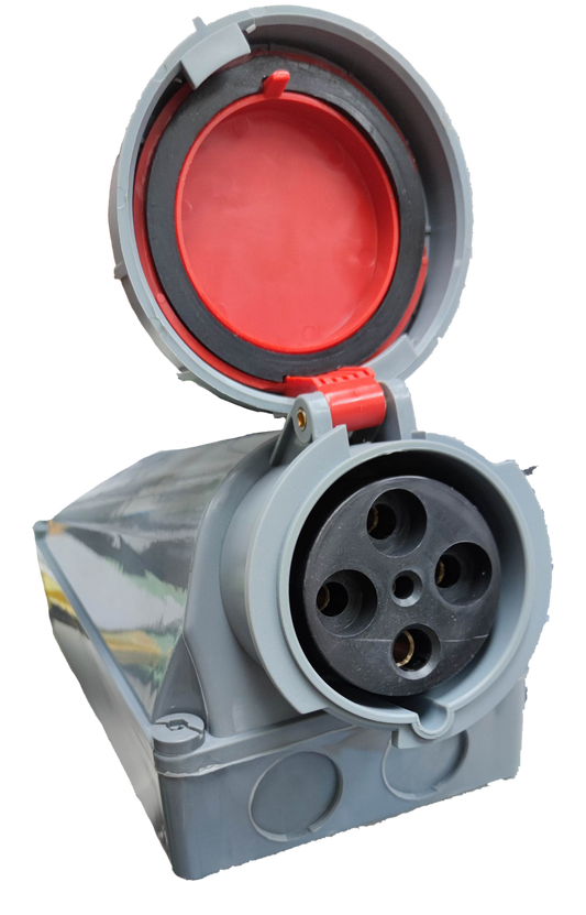 Grippes 3 pin 220V IEC6309-2 outlet electrical connector with protective red cover open