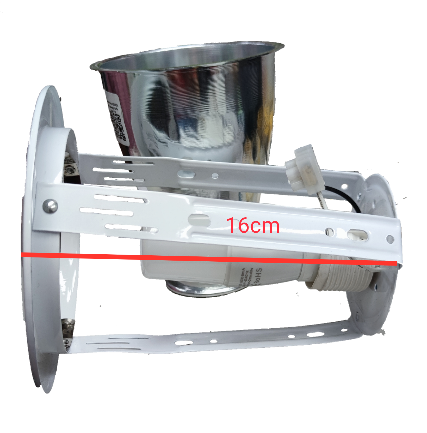 Omni & Firefly 4 inch LED pinlight housing with durable metal frame and white mounting bracket