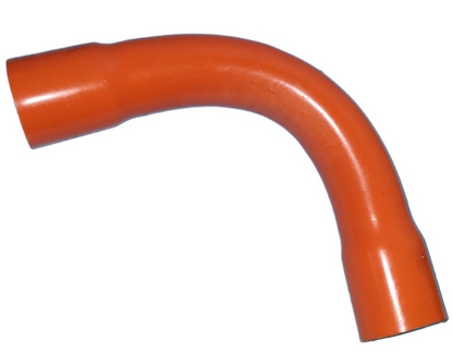 Atlanta 4 inch PVC conduit elbow in bright orange for efficient directional conduit installations