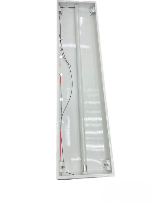 Firefly 48 inch T8 LED troffer light white metal ceiling fixture with wiring