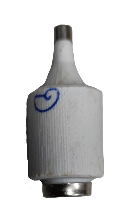 Ceramic Fuse 2A 500V E27 Socket with white ceramic body and metal end cap for electrical circuits