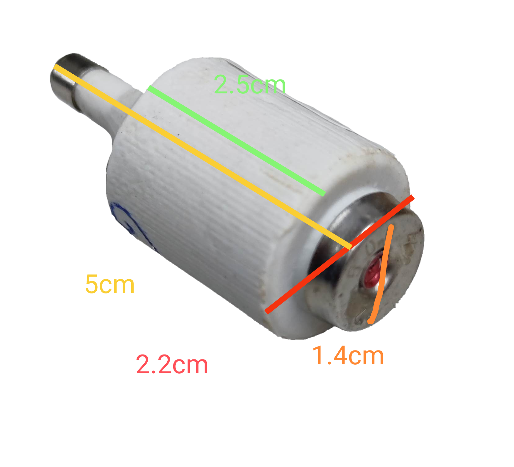 Ceramic Fuse 2A 500V E27 Socket with white ceramic body and metal end caps for electrical circuitry