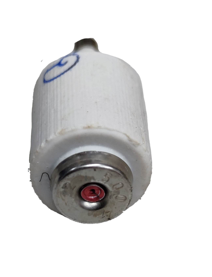 Ceramic Fuse 2A 500V E27 Socket electrical component with white ceramic body and metal end cap