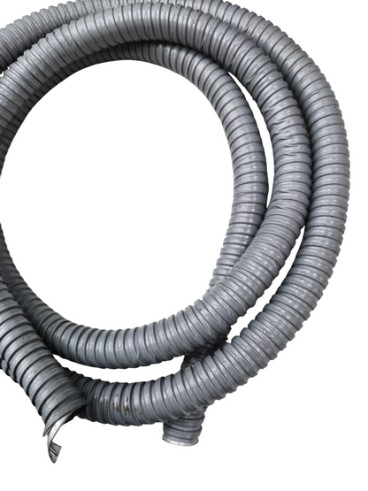 Local brand gray Liquid Tight Flexible Hose coiled for durable piping and tubing applications