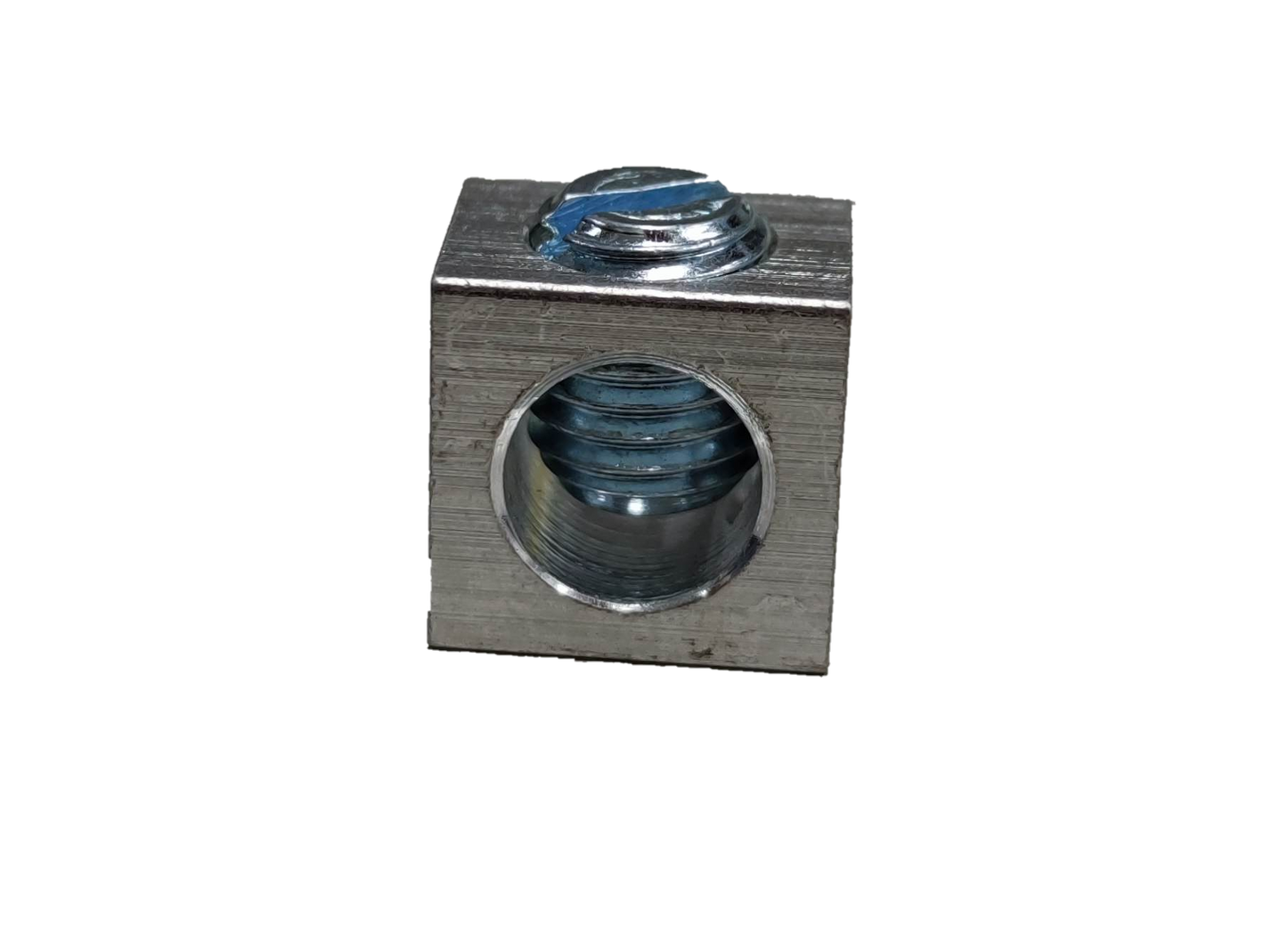 Electx Electrical Supply Mechanical Lugs 1 Hole 14mm AWG 6 square single conductor lug with screw on black background