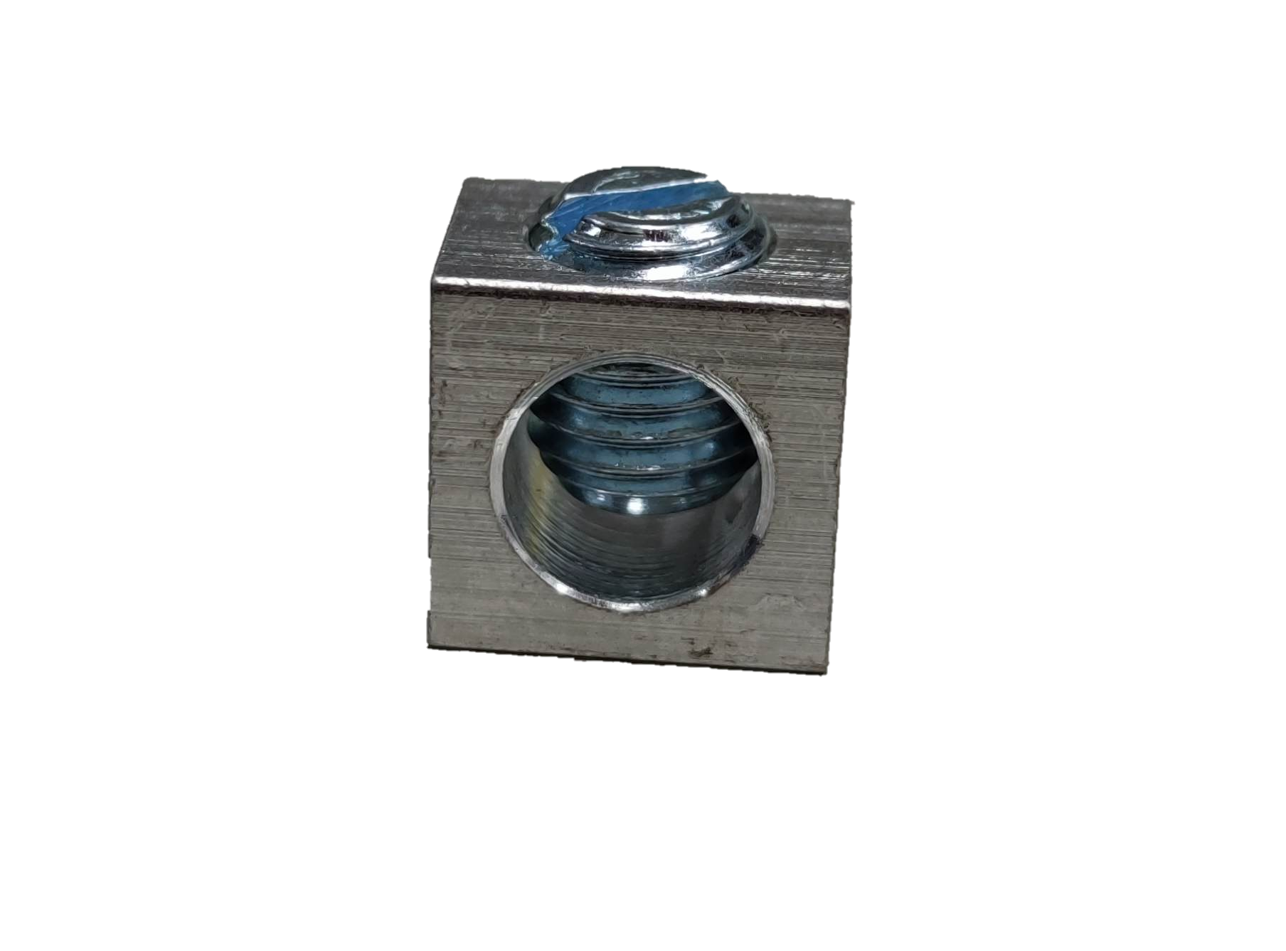 Electx Electrical Supply Mechanical Lugs 1 Hole 14mm AWG 6 square single conductor lug with screw on black background