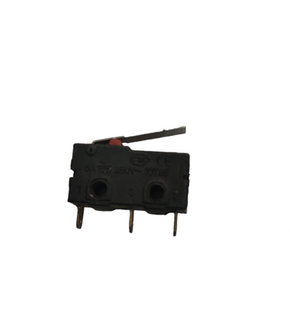 Micro Switch Small Switch 1NO 1NC black electrical component with three metal pins and lever