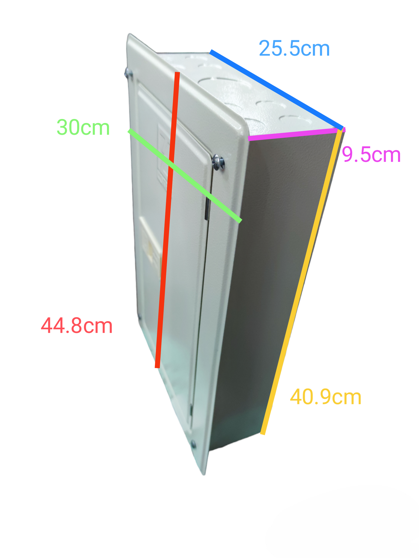 Royu & Koten Miniature Circuit Breaker with 10 Branches metal enclosure showing dimensions