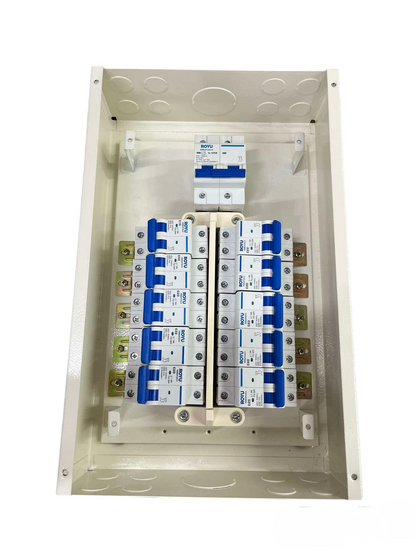 Miniature Circuit Breaker with 10 Branches installed in white electrical panel by Royu and Koten
