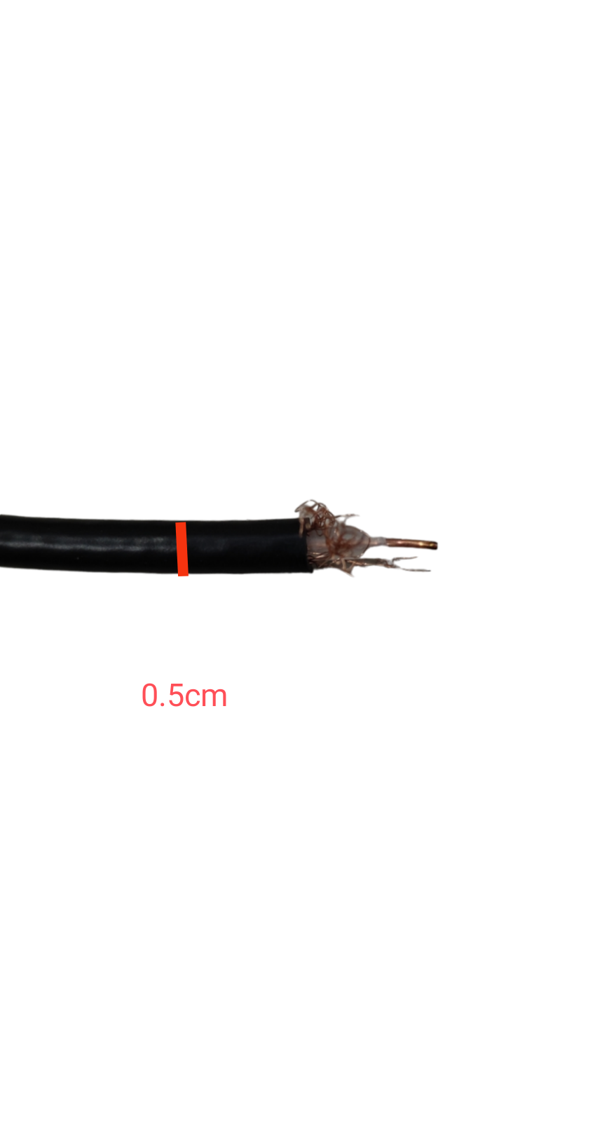 Swan RG58 Coaxial Cable Solid Middle wire with black insulation and exposed copper conductor