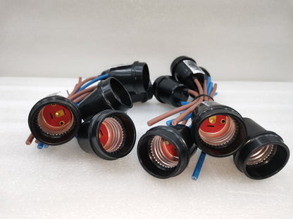 Omni Rubber Socket Weatherproof E-27 black electrical light bulb holders with wires